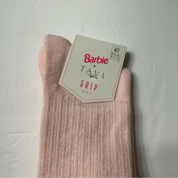 NWT Tavi Pink Kai Barbie Striped Casual Grip Socks Medium - Picture 4 of 5